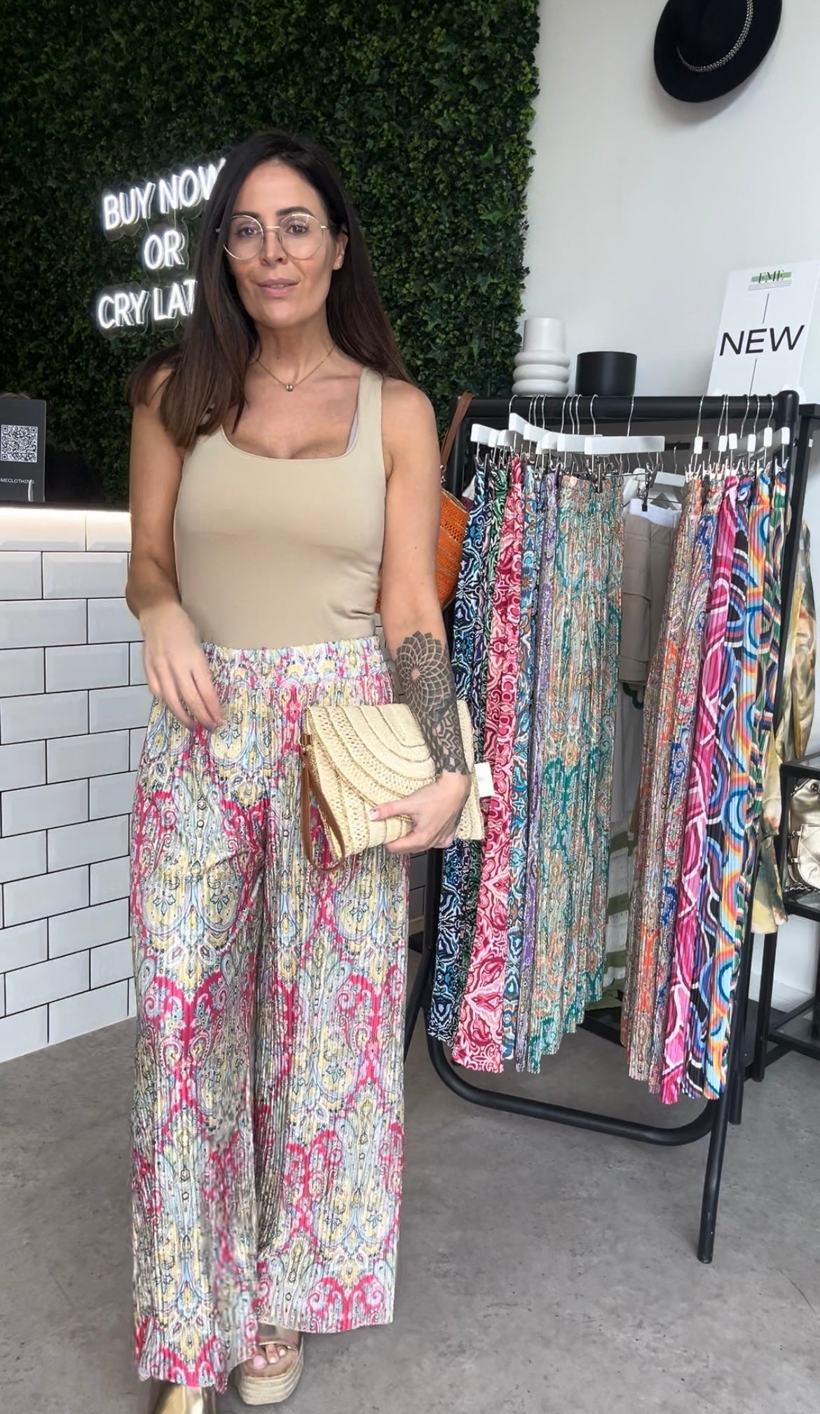 ‘HETTY’ pleated wide leg trousers