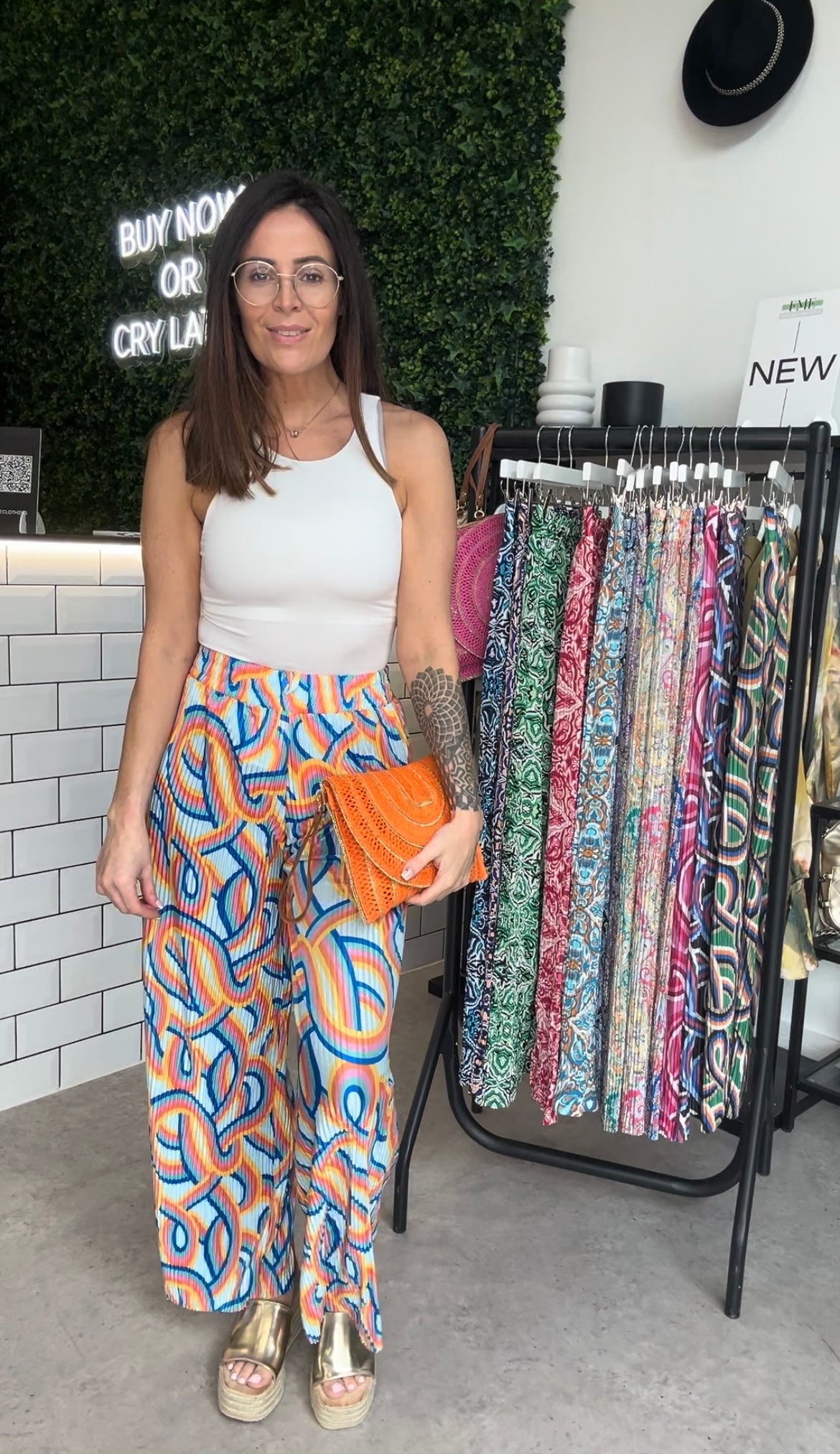 ‘HETTY’ pleated wide leg trousers