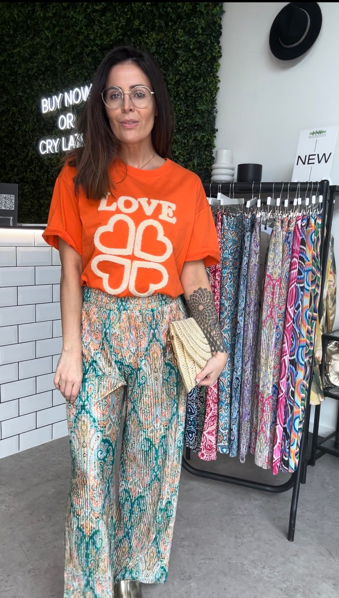 ‘HETTY’ pleated wide leg trousers