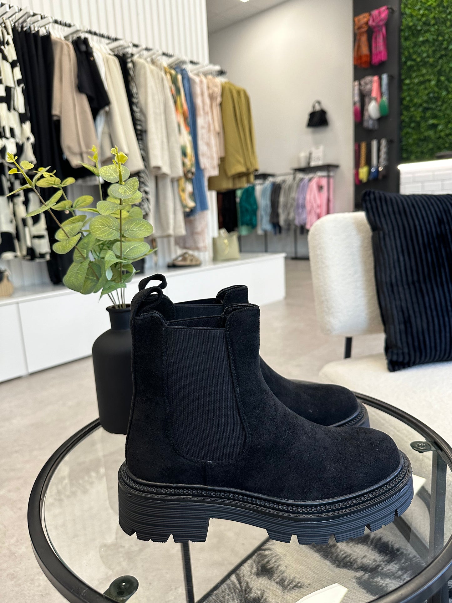 Suede black Chelsea boot