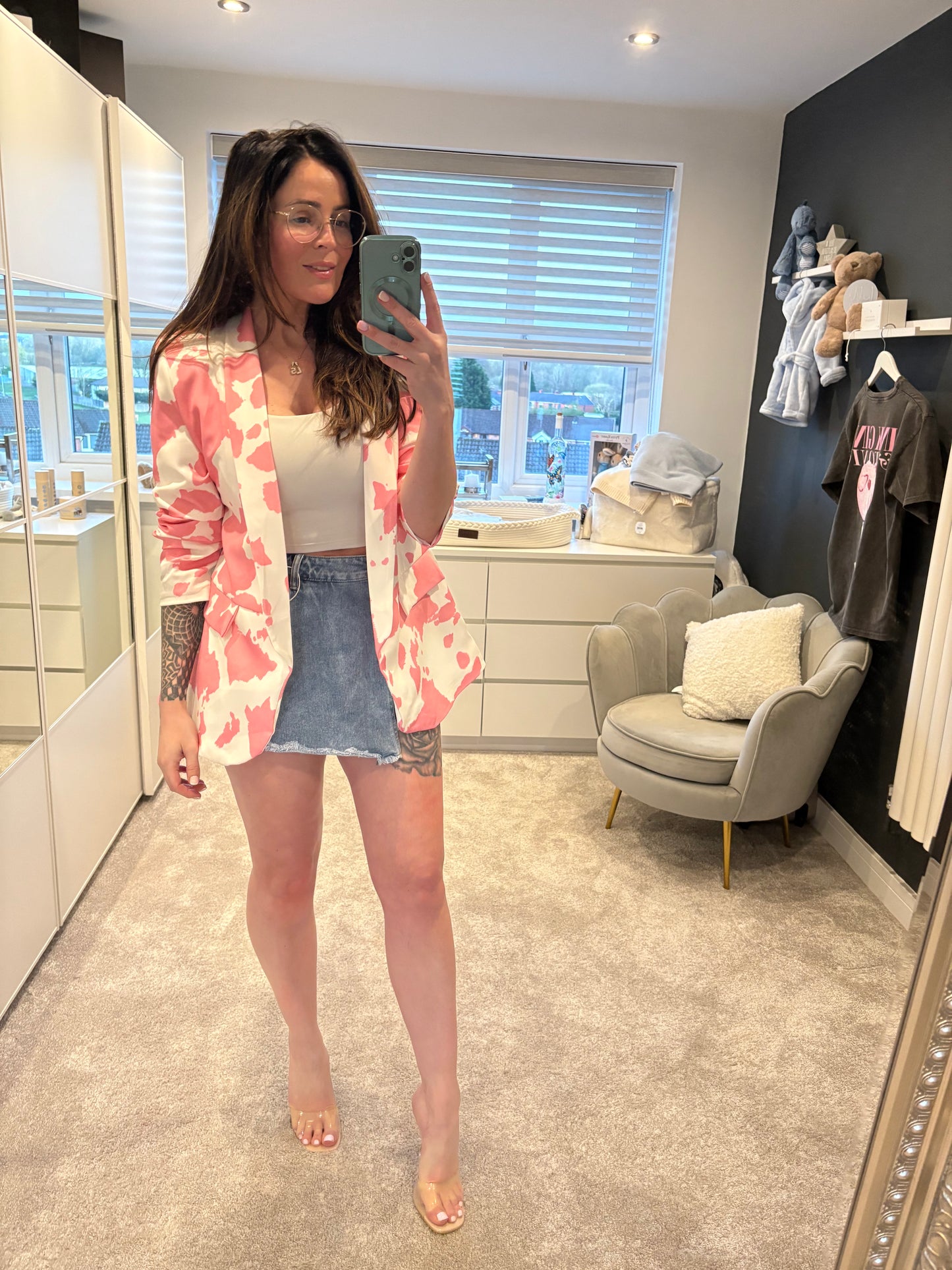 Cow Print Blazer Pink
