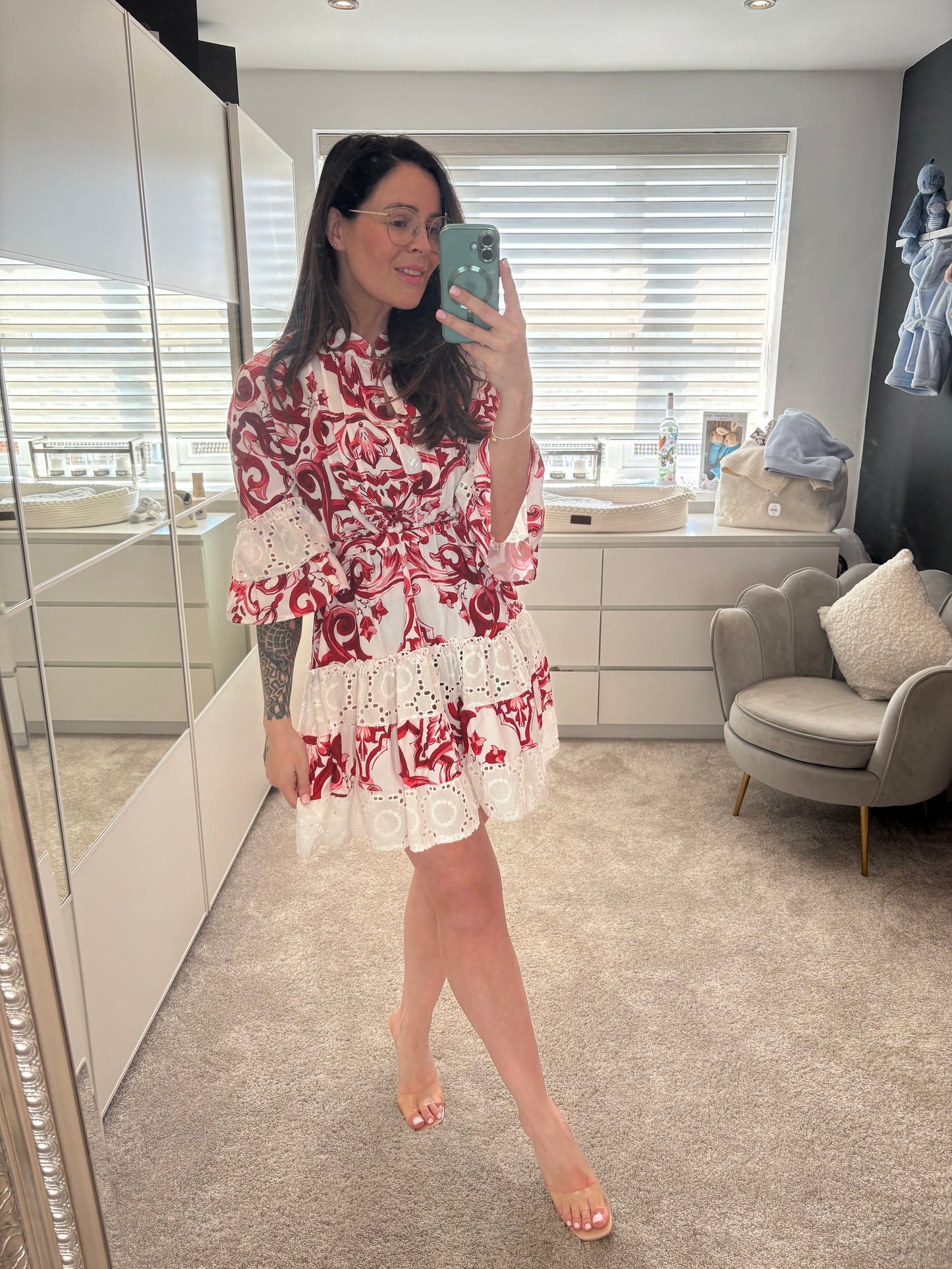 Paisley Shirt Dress Red