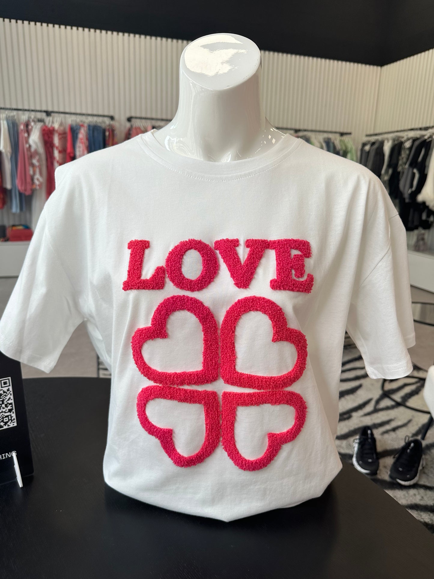 ‘LOVE’ one size t-shirt with towel detail