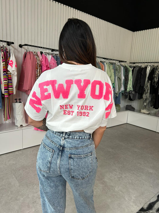‘NEWYORK’ towel detail tshirt