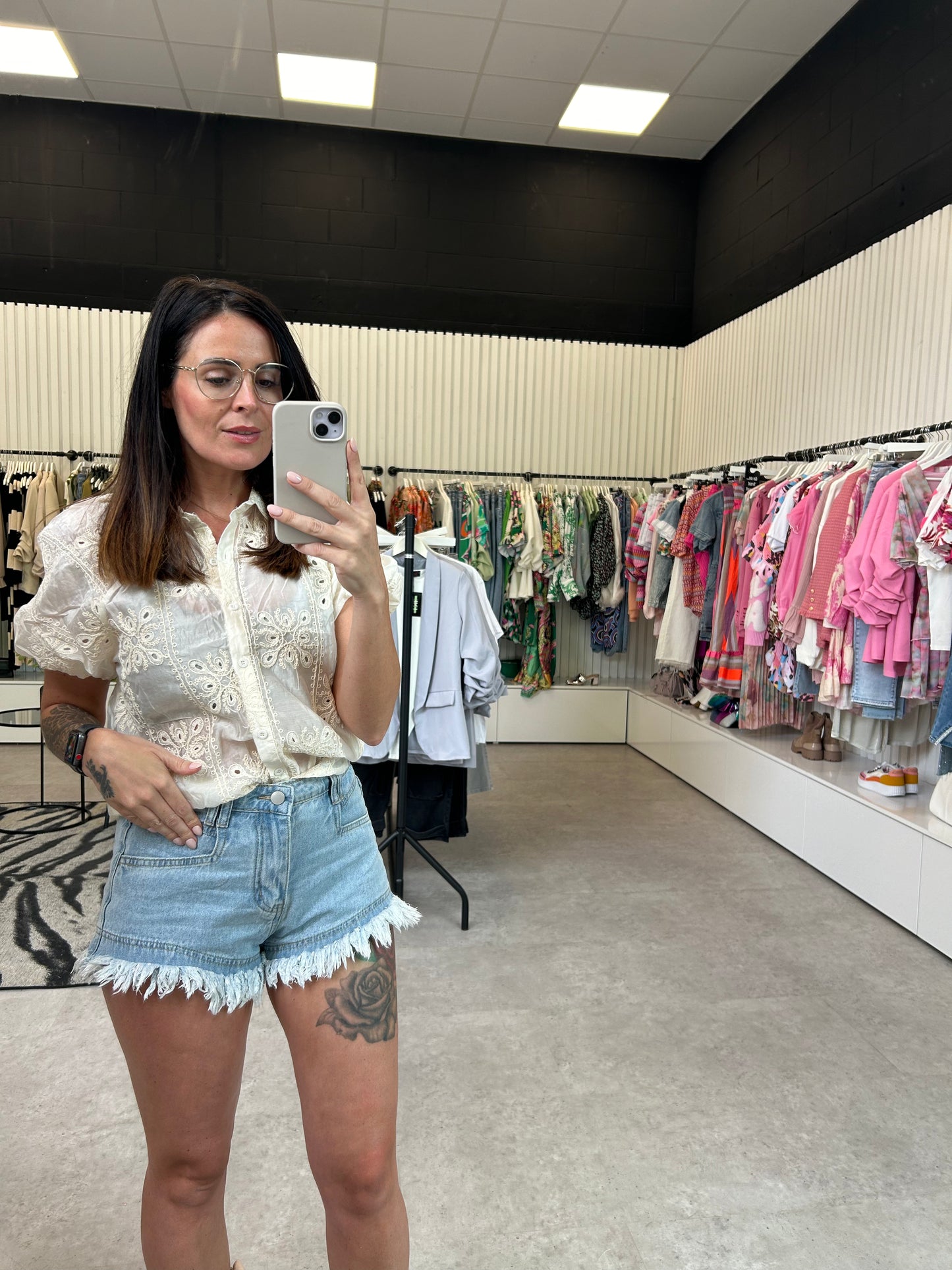 Cream embroidery blouse