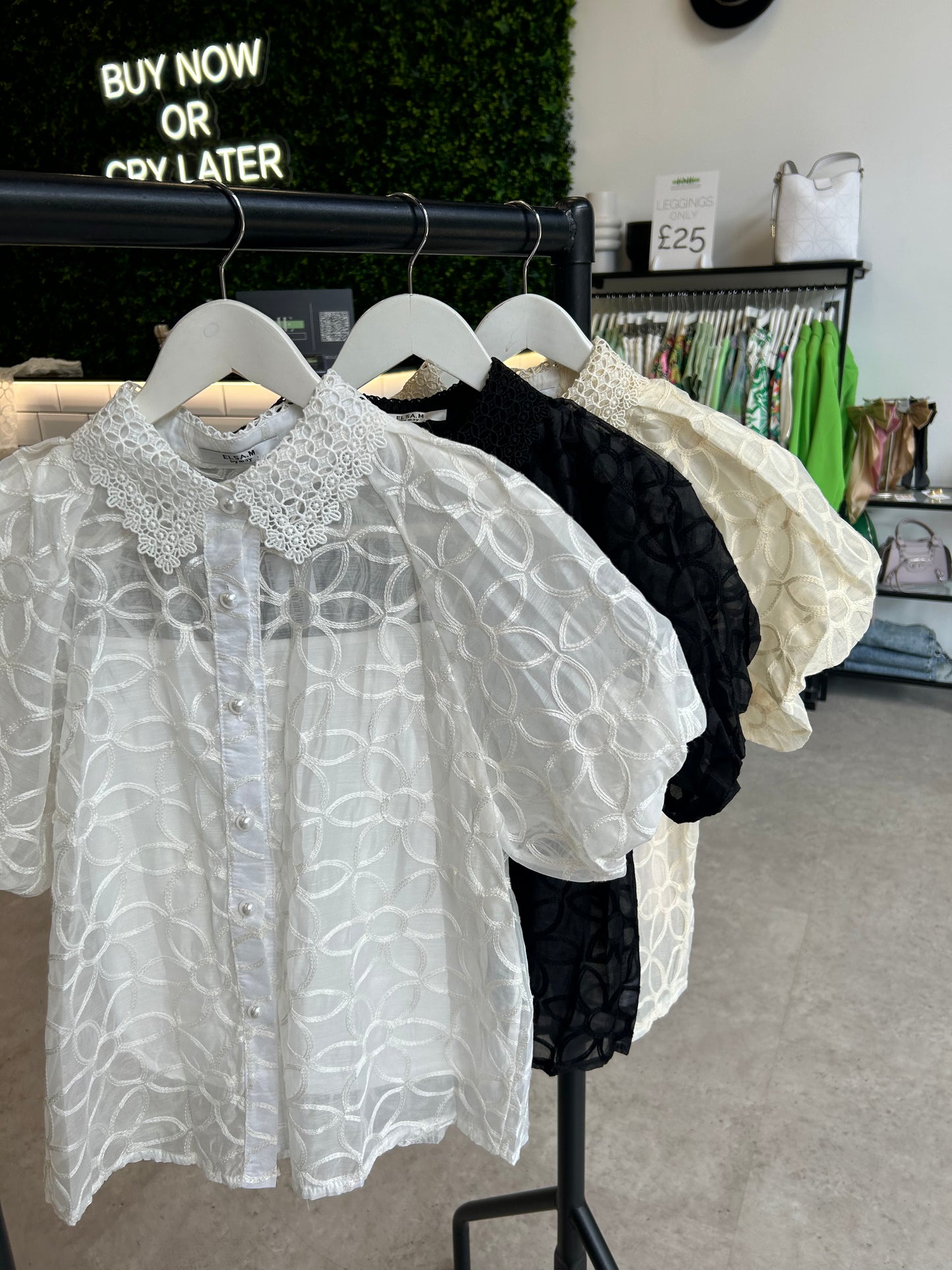 Flower embroidered blouse with pearl detail