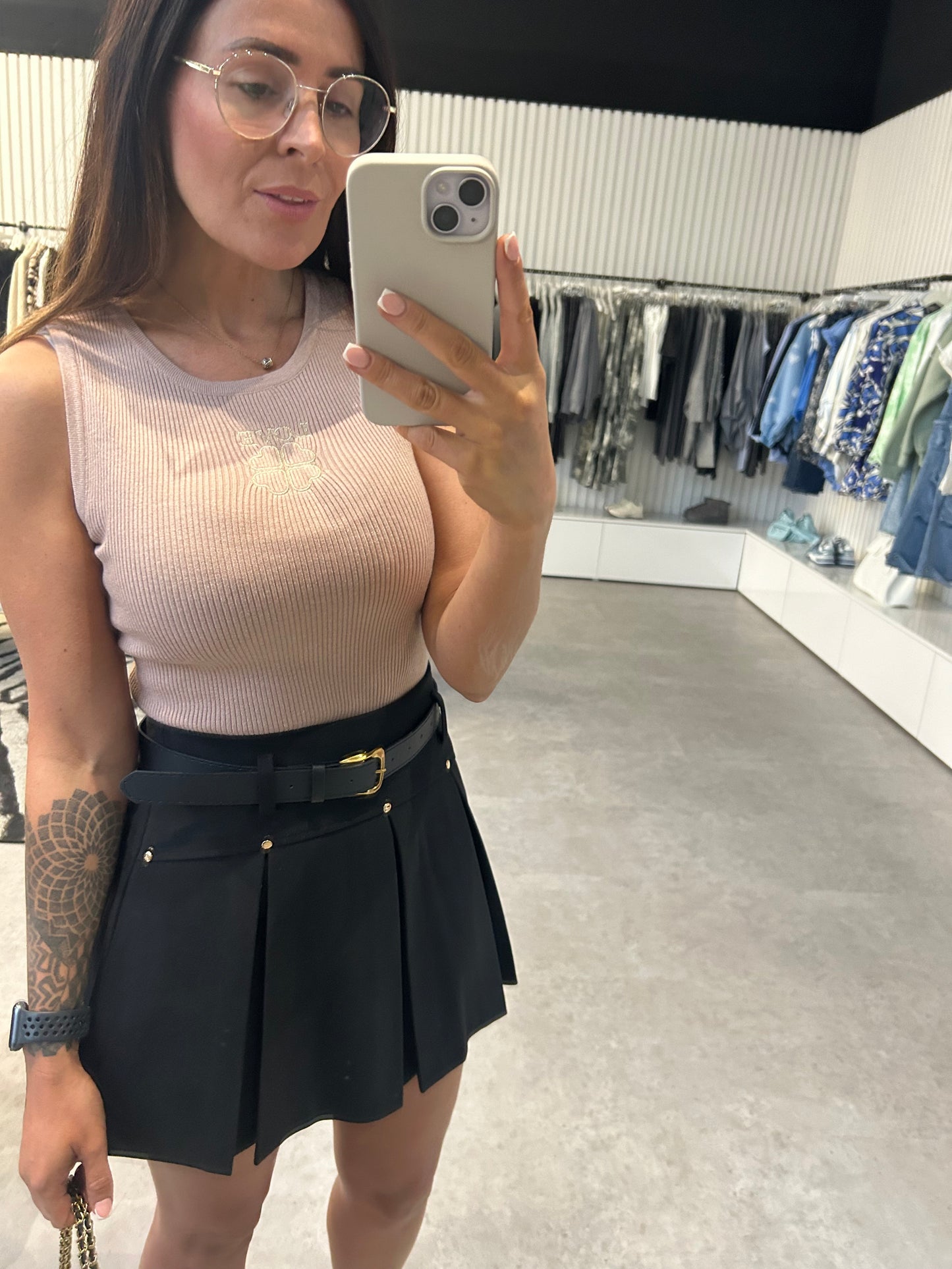 Box Pleat Mini Skirt