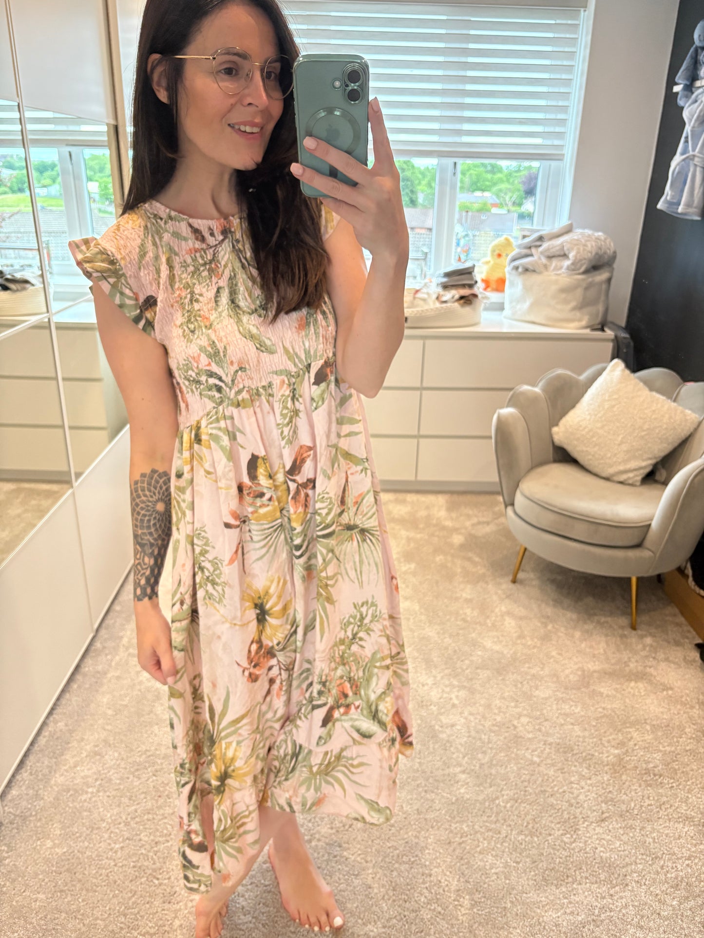 Ditzy Dress Tropical Print
