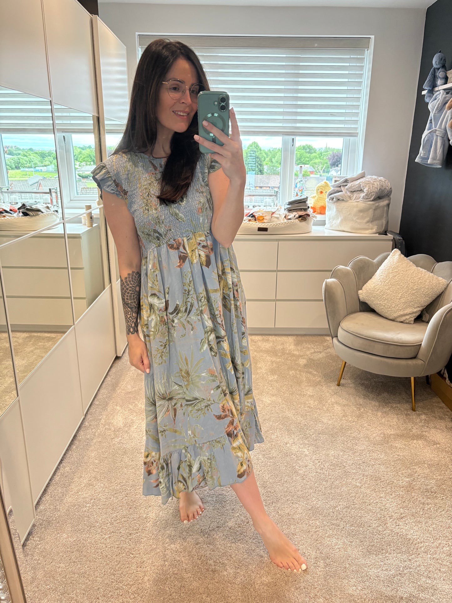Ditzy Dress Tropical Print