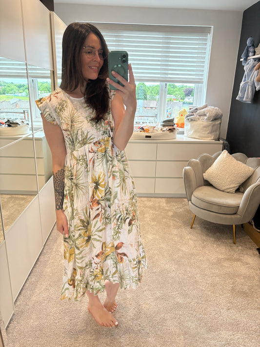 Ditzy Dress Tropical Print