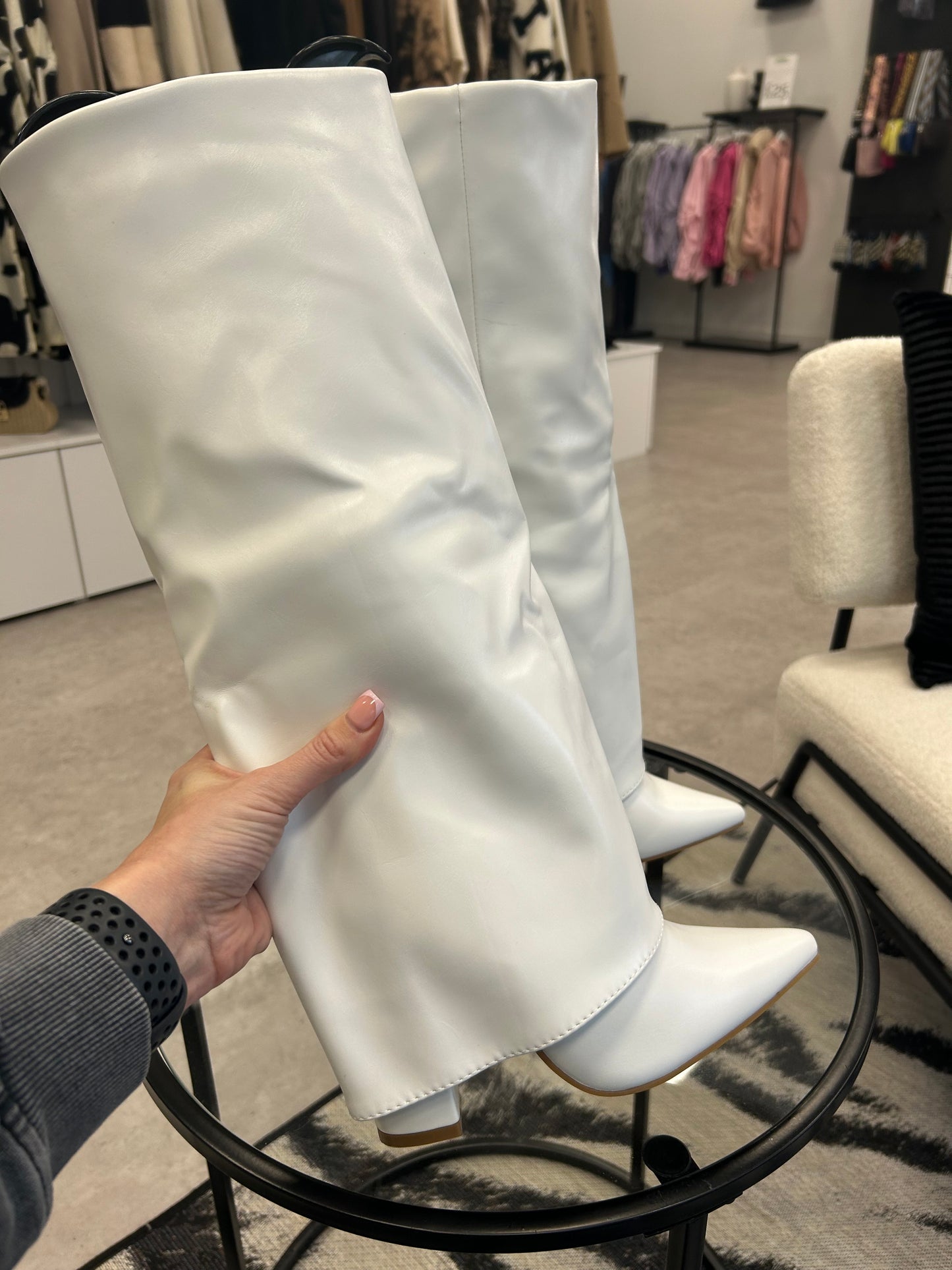 Fold Over Boots White