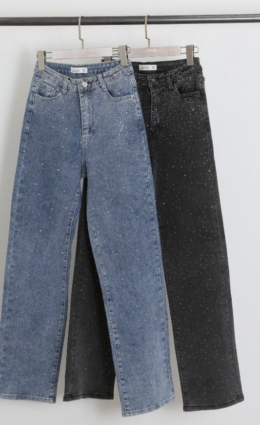 Rhinestone Wide Leg Jeans