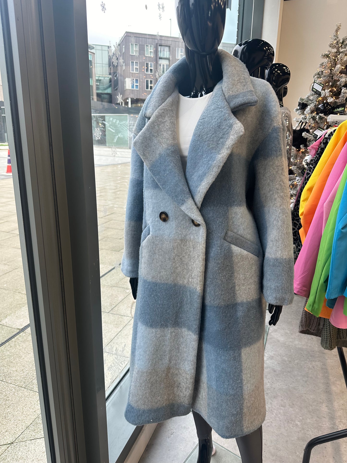 Powder blue wool mix coat