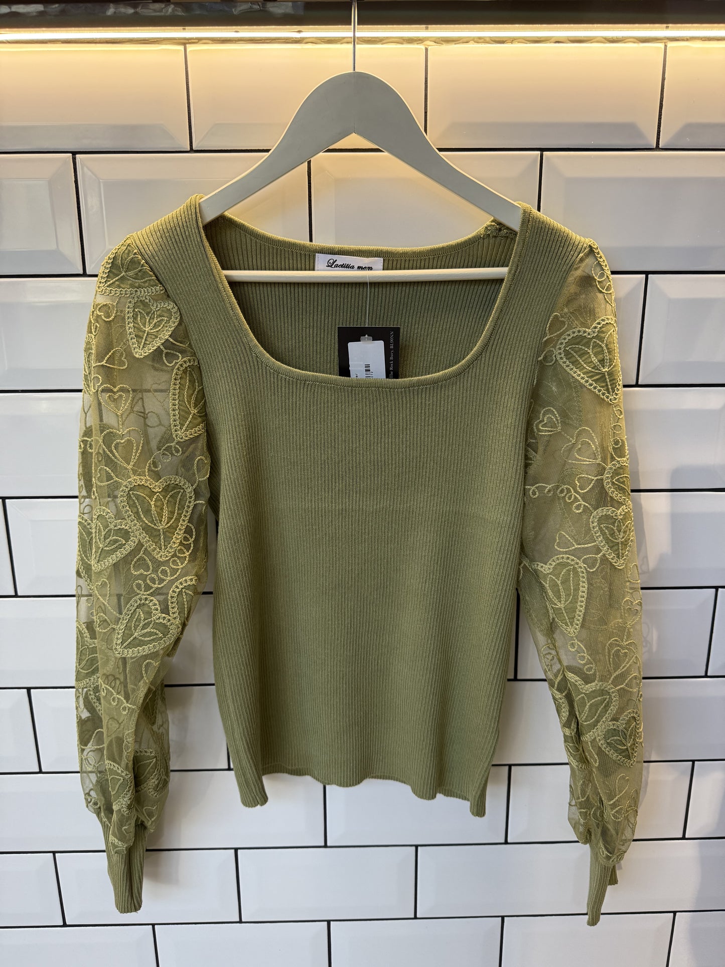 Lottie Sage green ribbed knit