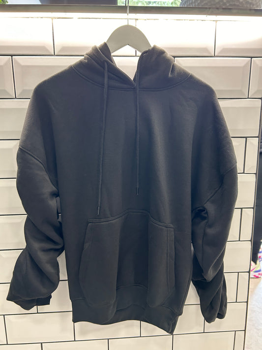 Ruched Hoodie Black