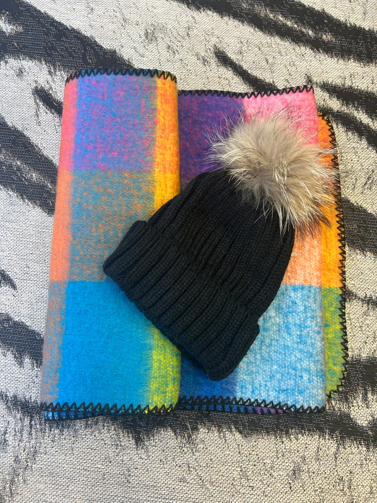 Multi Scarf & Hat Blue