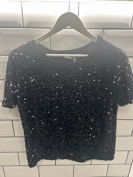 Mesh Sequin Tee Top