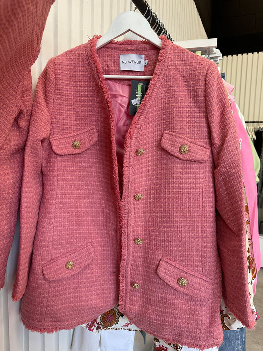 Pink tweed balmain blazer