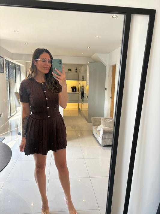 Lucinda Knit Skirt Set Choc