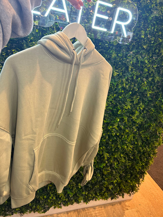 Ruched Hoodie Sage