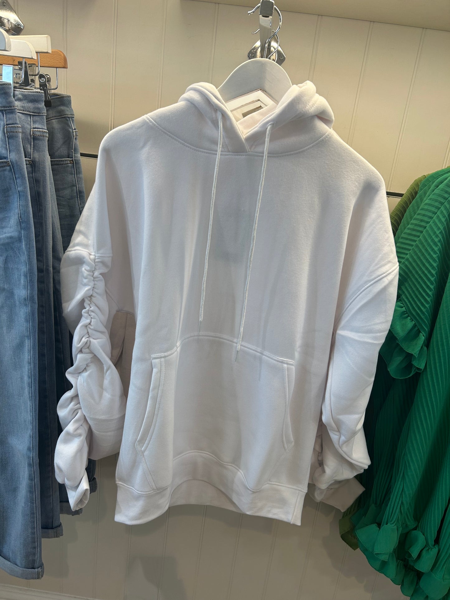 Ruched Hoody White
