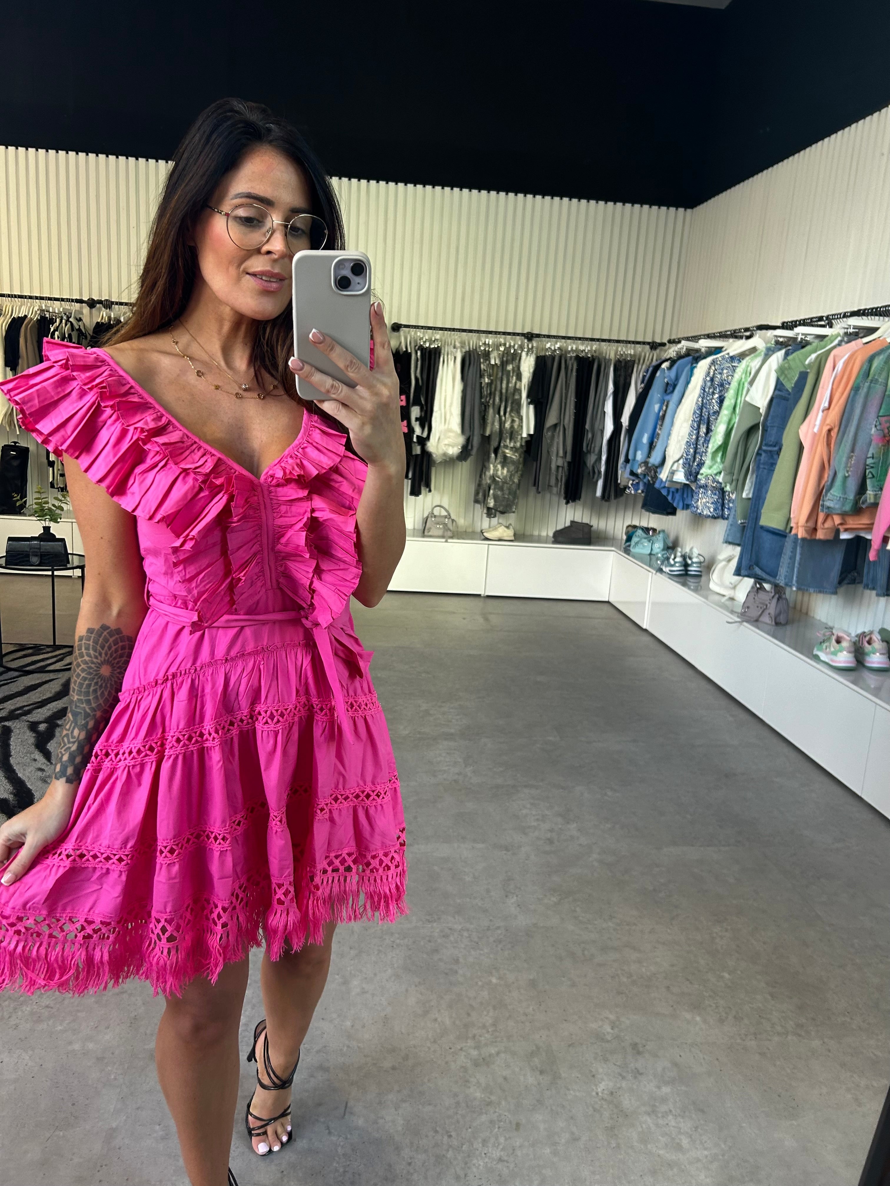 Pink boutique tassel dress best sale