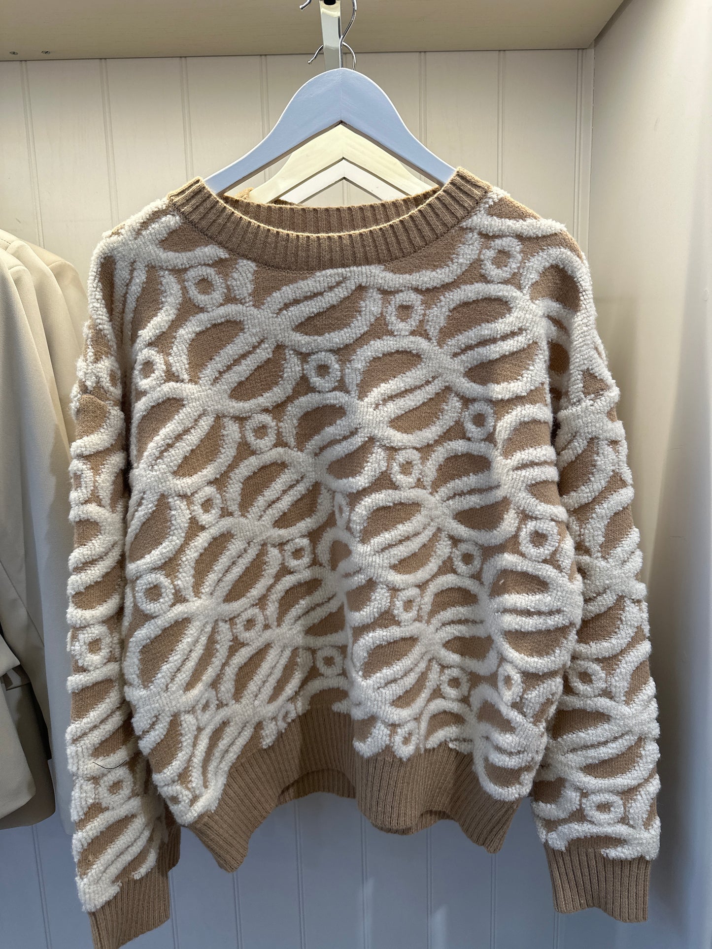 Cream & Tan swirl knit jumper