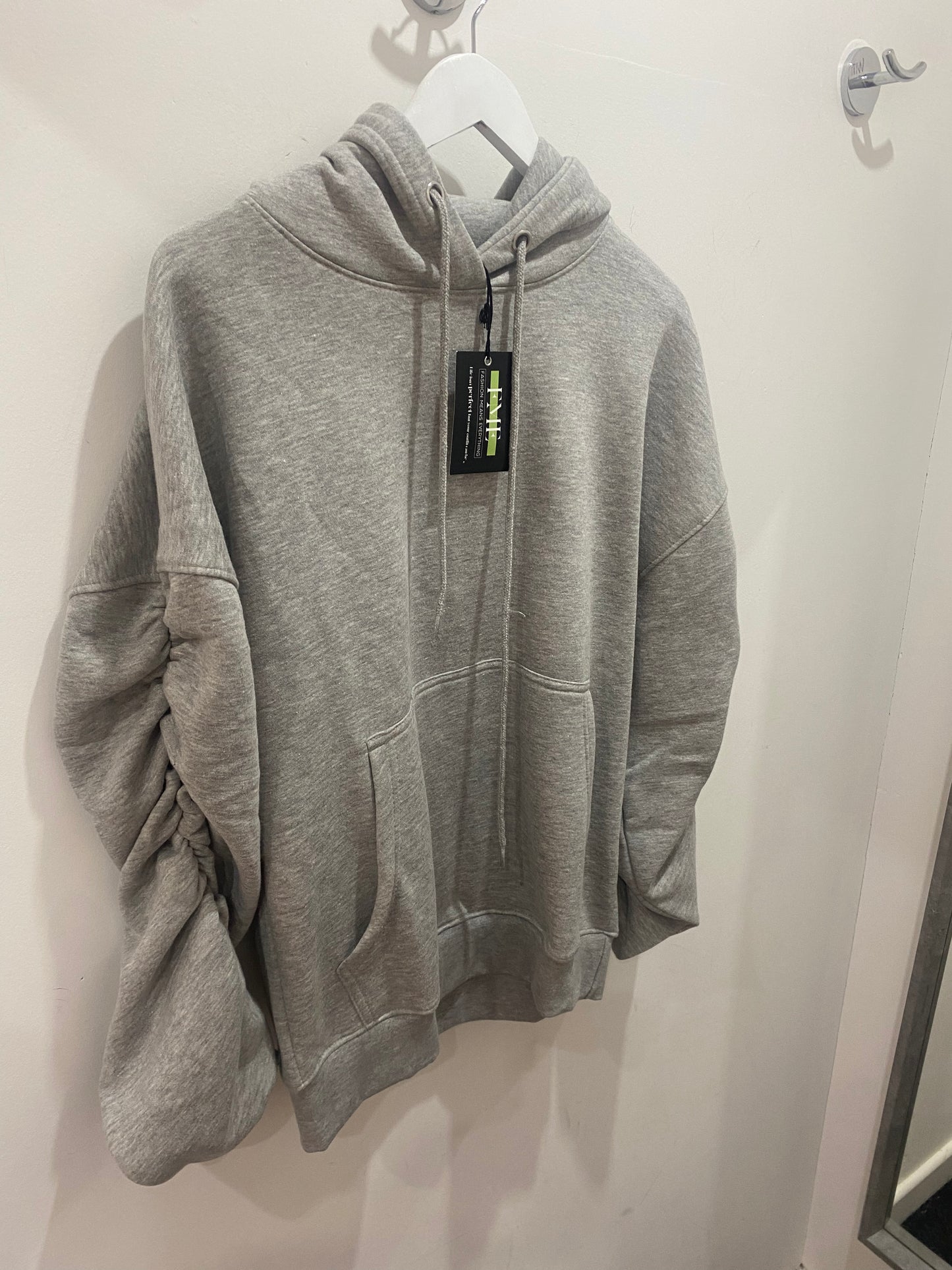 Ruched hoodie Grey